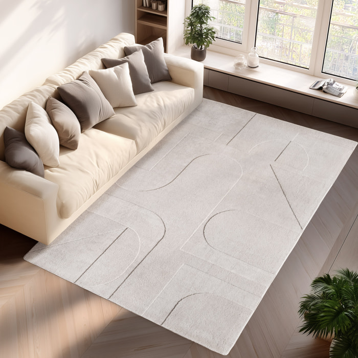 LENNY - Tapis de salon creme au design artistique