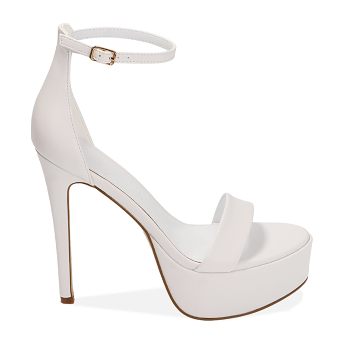 Sandalias blancas con plataforma, tacón de 13 cm