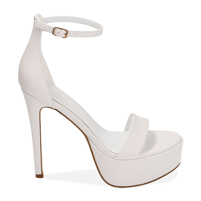 Sandalias blancas con plataforma, tacón de 13 cm