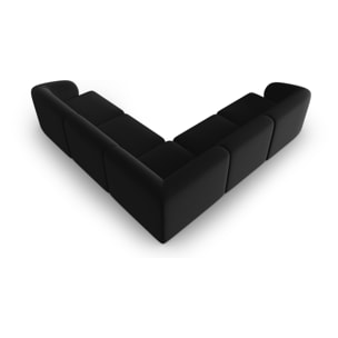 Canapé d'angle modulable symétrique ''Lionel'' 6 places en velours noir