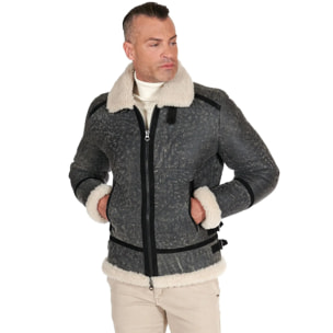 Montone safari Shearling biker uomo collo camicia con fibbia