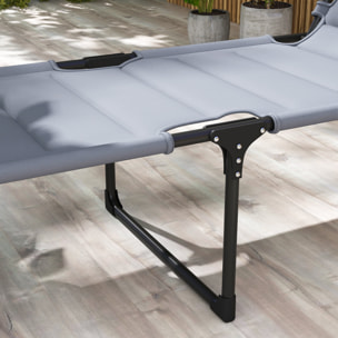 Tumbona Plegable Tumbona de Jardín con Toldo Ajustable Respaldo Regulable en 4 Niveles y Reposacabezas para Terraza Piscina 70x200x45 cm Gris