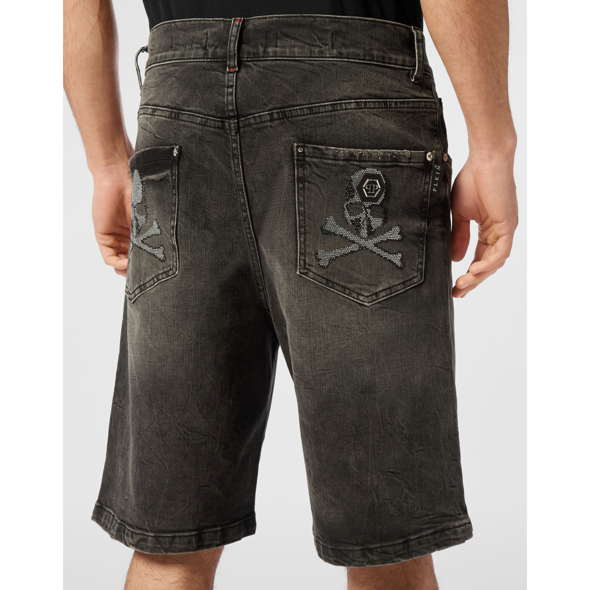 PHILIPP PLEIN DENIM SHORTS SKULL