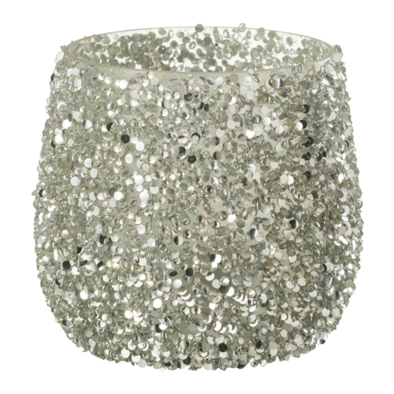 J-Line photophore Paillettes - verre - argent - small - 2 pcs