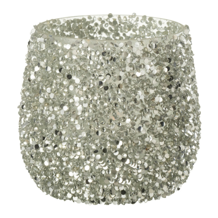J-Line photophore Paillettes - verre - argent - small - 2 pcs
