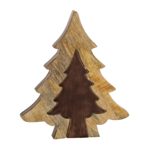 J-Line décoration Sapin de Noël Puzzle - bois - marron/naturel - large