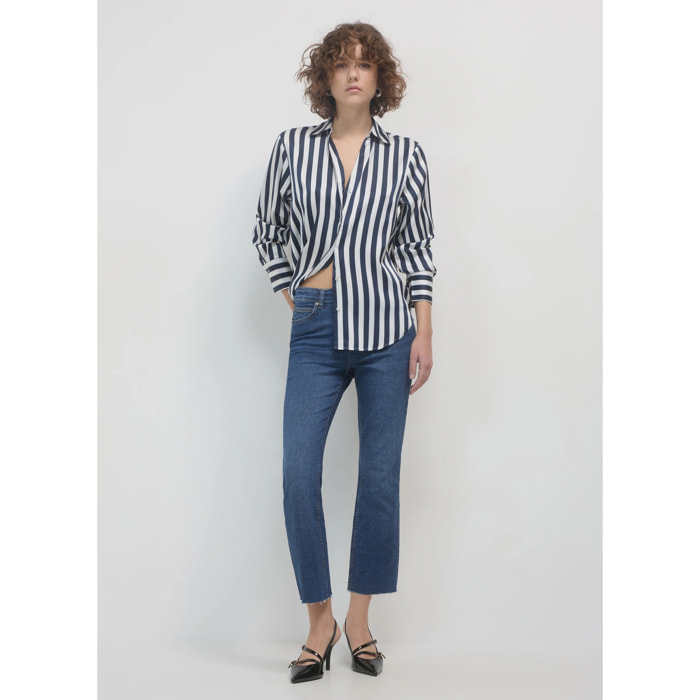 Camicia simil satin a righe