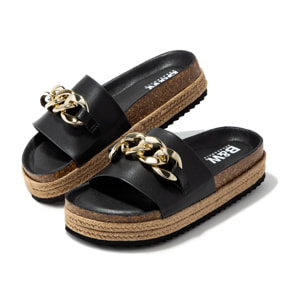 Sandalias Abiertas Plataforma Negro B&W