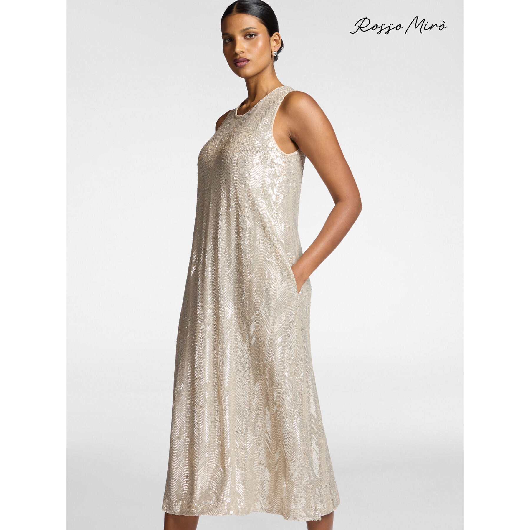 Elena Mirò - Abito in tulle con paillettes - Beige
