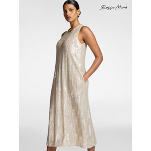 Elena Mirò - Abito in tulle con paillettes - Beige