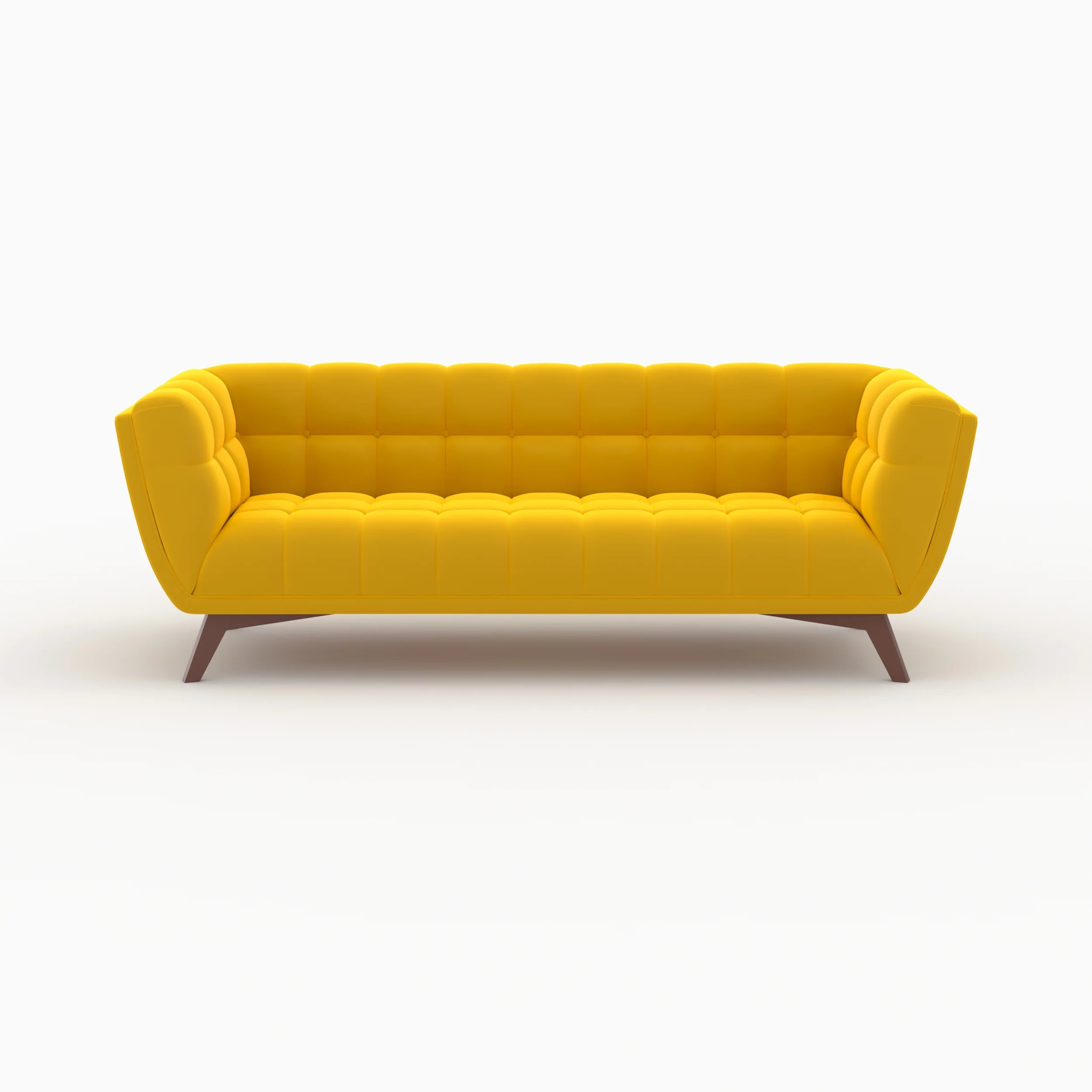 Ensemble canapé et fauteuil en velours jaune 4 places - Mona