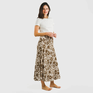 Falda midi viscosa bambula Alexis Marrón