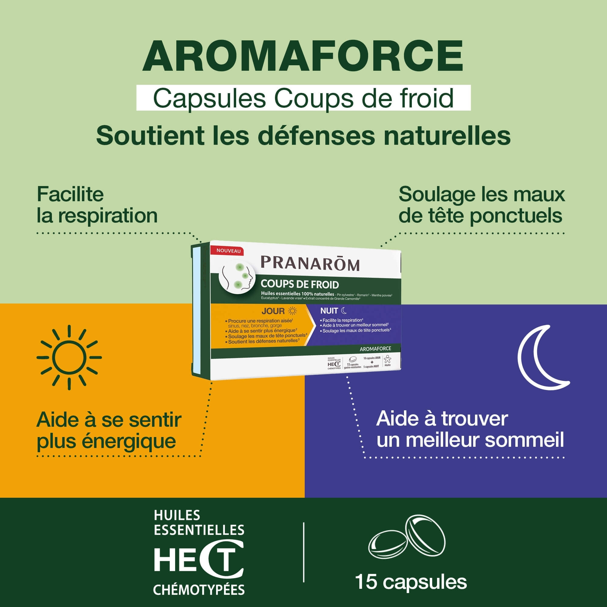 Pranarom - Duo Capsules Coups de froid jour / nuit - 15 capsules