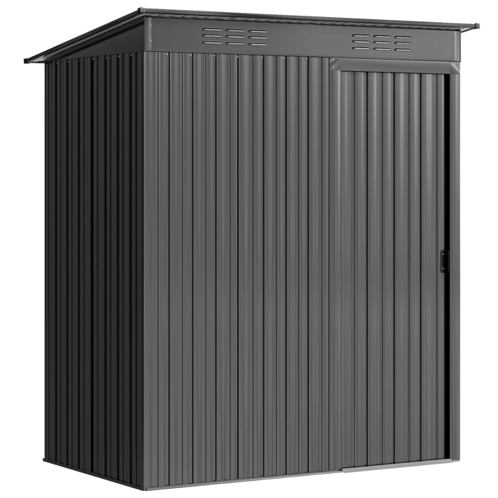 Abri de jardin métal 1,37 m² porte coulissante anthracite