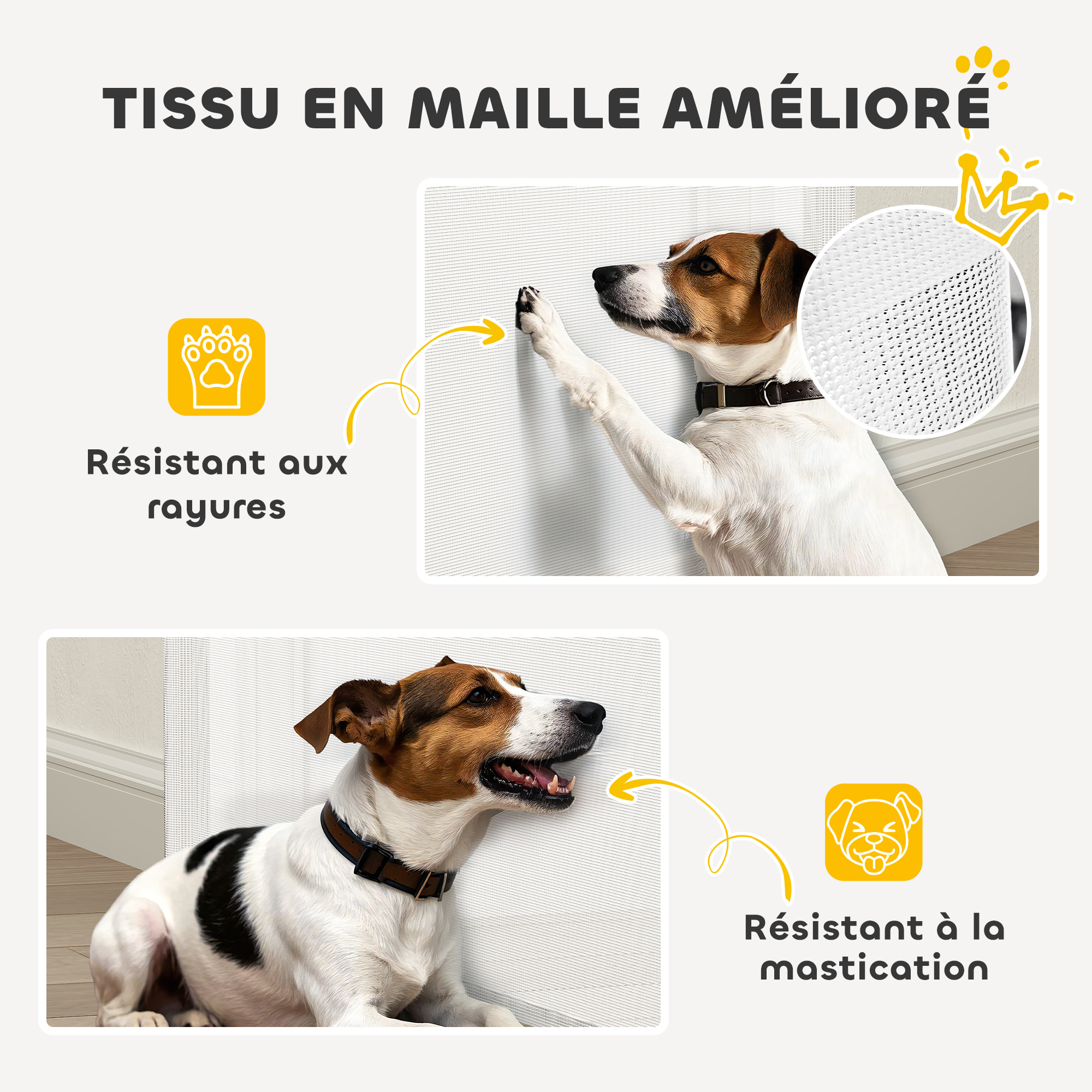 Barrière de sécurité chien rétractable 0-140 cm H.86 cm verrouillage auto alu PVC blanc