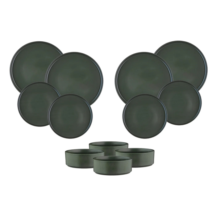 Service Les Essentiels SCANDI - 12 pièces - Olive