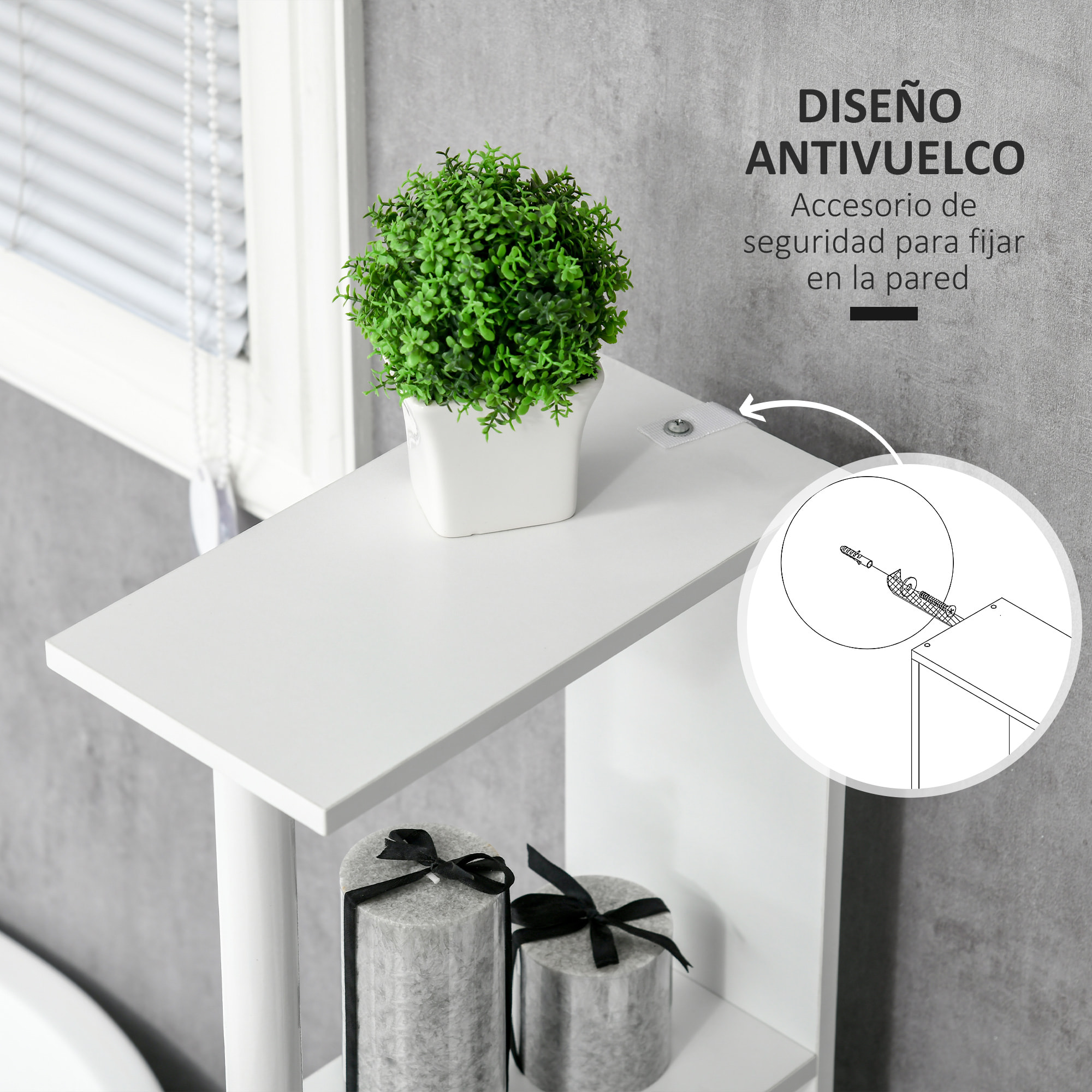 kleankin Armario Alto de Baño con 2 Puertas y 2 Estantes Abiertos Columna Auxiliar de Baño para Salón Aseo Dormitorio Estilo Moderno 15,2x29,8x118 cm Blanco y Negro