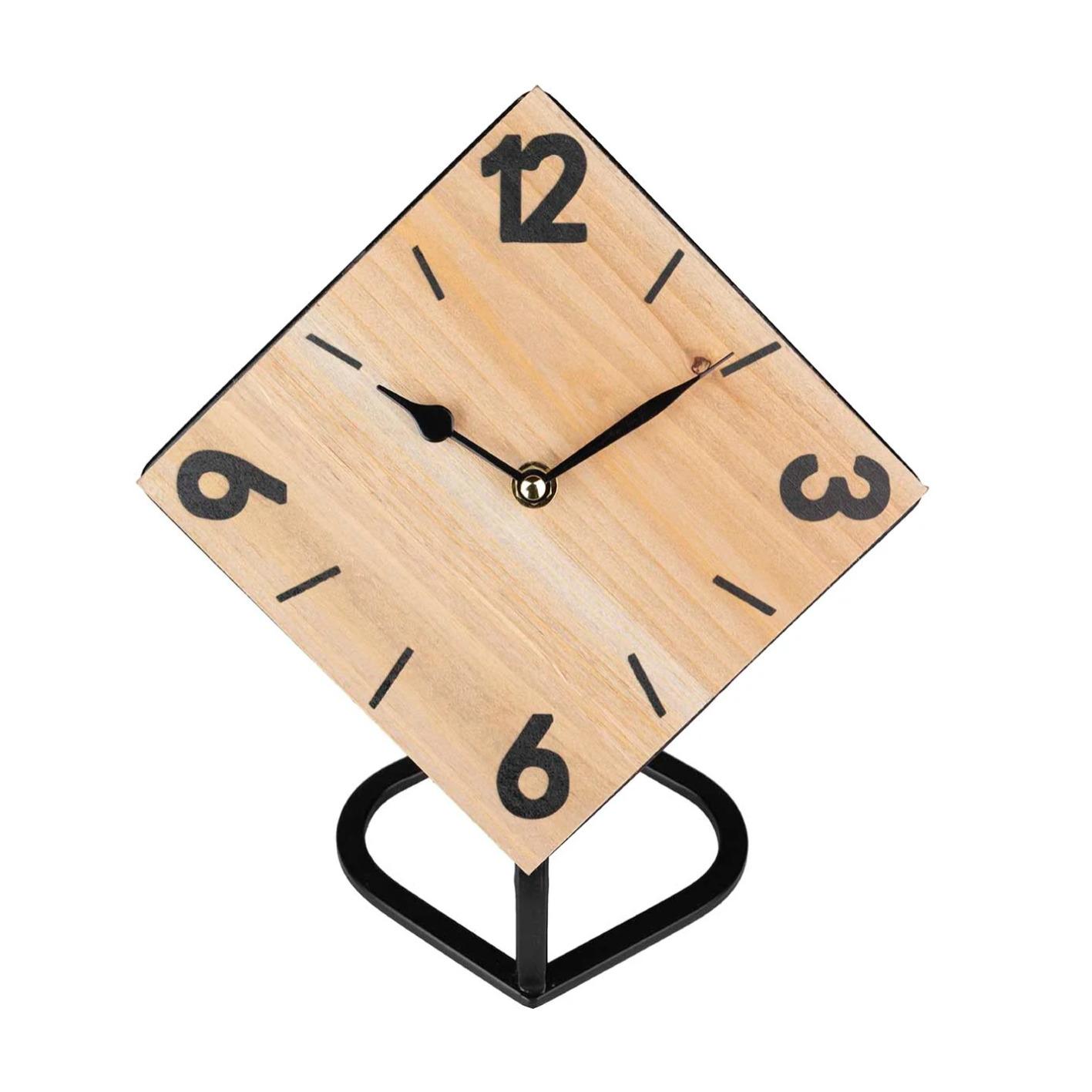 Reloj Sobremesa Metal Madera 25x14x26 Cm