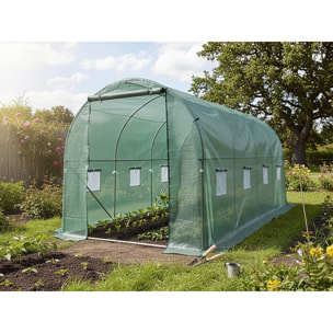 Serre tunelle de jardin 4,5 x 2 m "Lys" - 9 m² - 130g - Vert