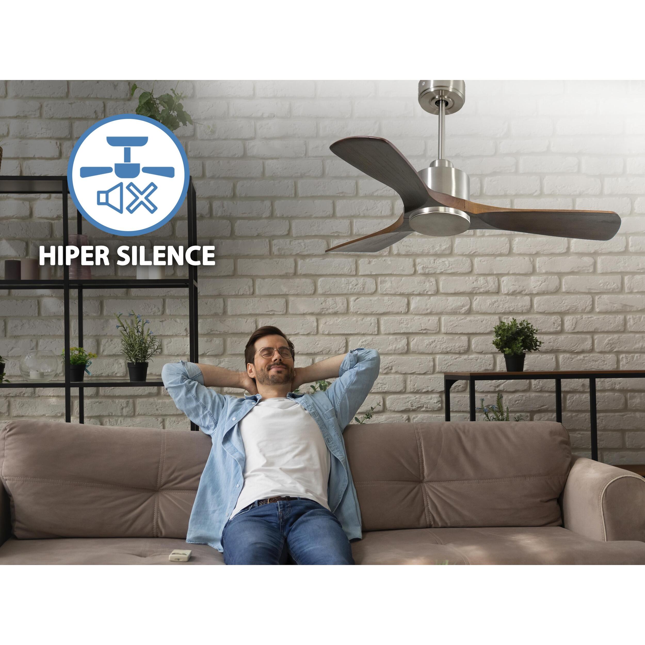 Ventilateur de plafond Réversible  Thermostat Wifi Moteur à courant continu Toits en pente Télécommande Hypersilence Mémoire Shopify Vendible (AUTOMATIQUE)