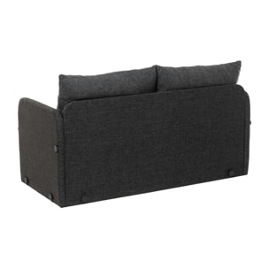 Canapé-lit en lin gris foncé, 2 personnes 140 cm ORURO