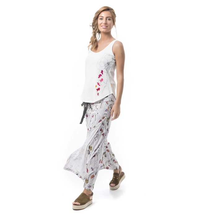 Top Marie Tudor Top Bordado Largo normal Blanco Casual para mujer