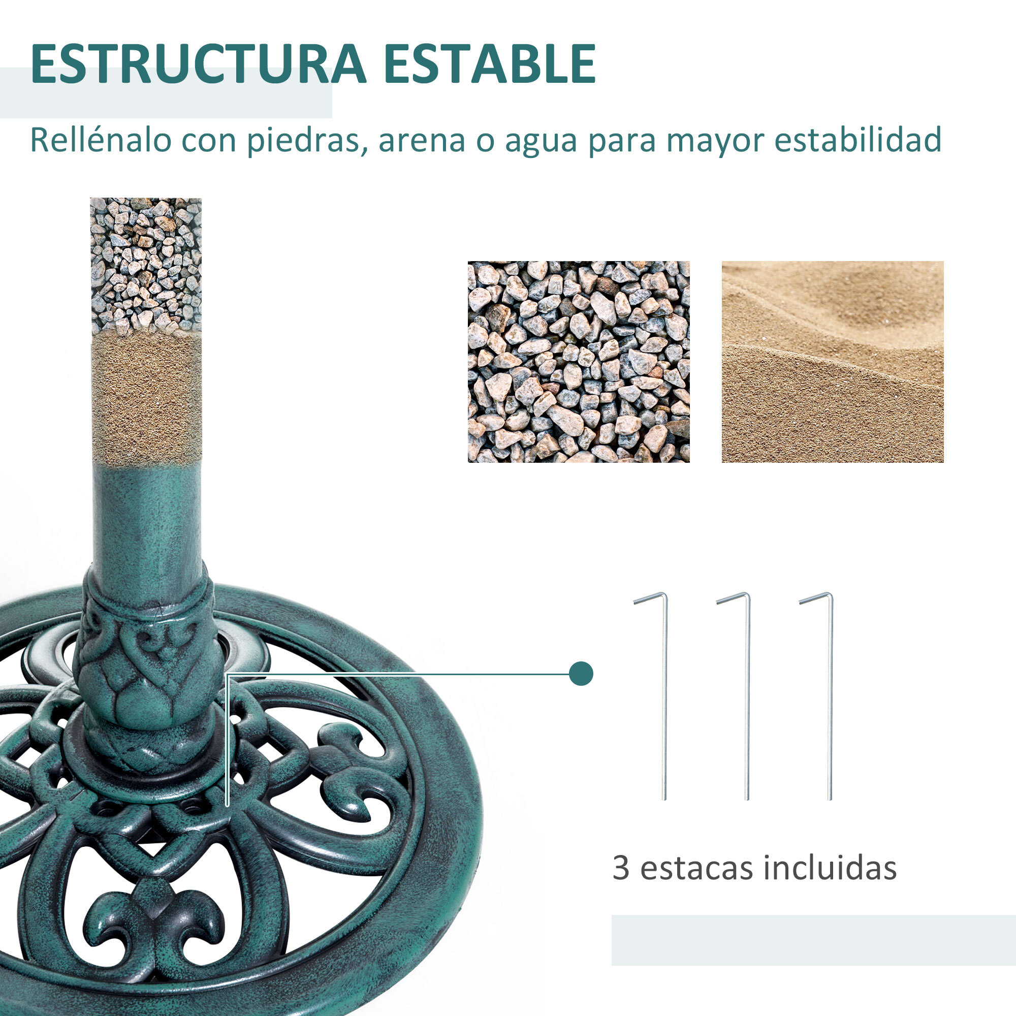 Baño para Pájaros de Jardín al Aire Libre, Altura 70 cm, Comedero para Pájaros con Diseño de Flor de Lis y Acabado Envejecido, Ligero y Resistente, Bebedero para Aves, Verde