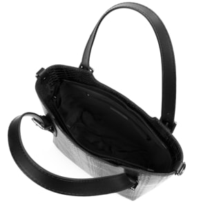 FIRENZE ARTEGIANI Borsa Tote da Donna Arezzo. Vera Pelle Scamosciata Incisione Serpente Made in Italy 37x14x27 Cm. Colore nero