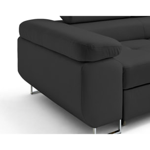 Zaria - canapé d'angle droit 5 places convertible avec coffre et têtières en simili - Gris Anthracite