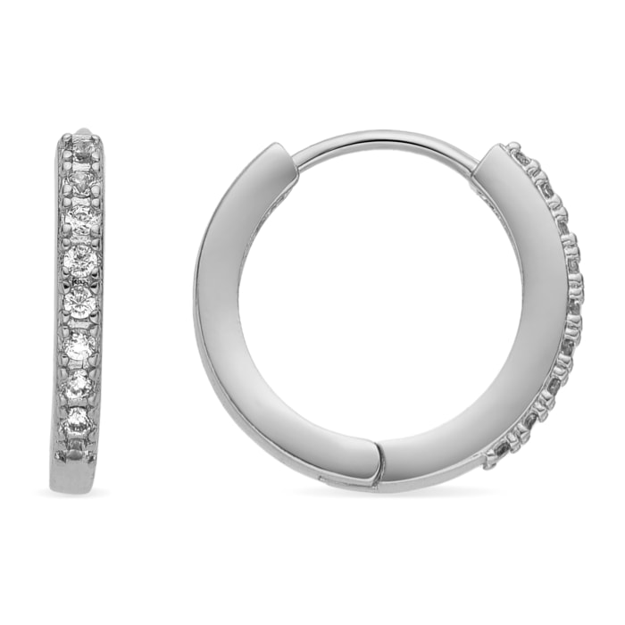 Pendientes de 12mm de diámetro con Circonita Brillante acabado plata