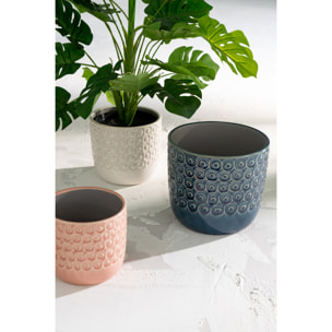 J-Line cache-pot Boule - céramique - blanc - large - 2 pièces - Ø 12 cm