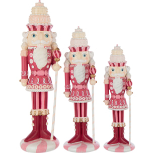 J-Line décoration Casse-Noisette Bonbon - polyrésine - blanc/rose - large