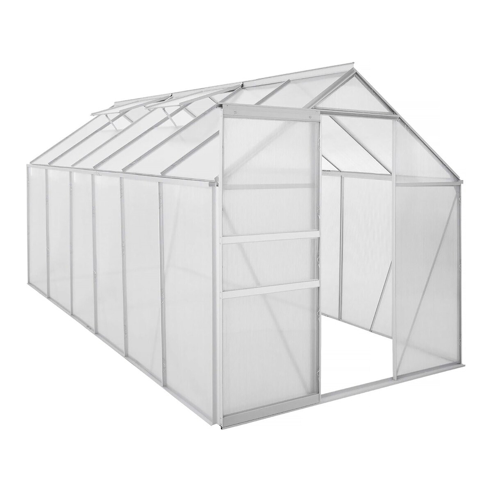Serre jardin polycarbonate 370 x 190 x 195 cm "Basilic" - 7,03 m² - Gris