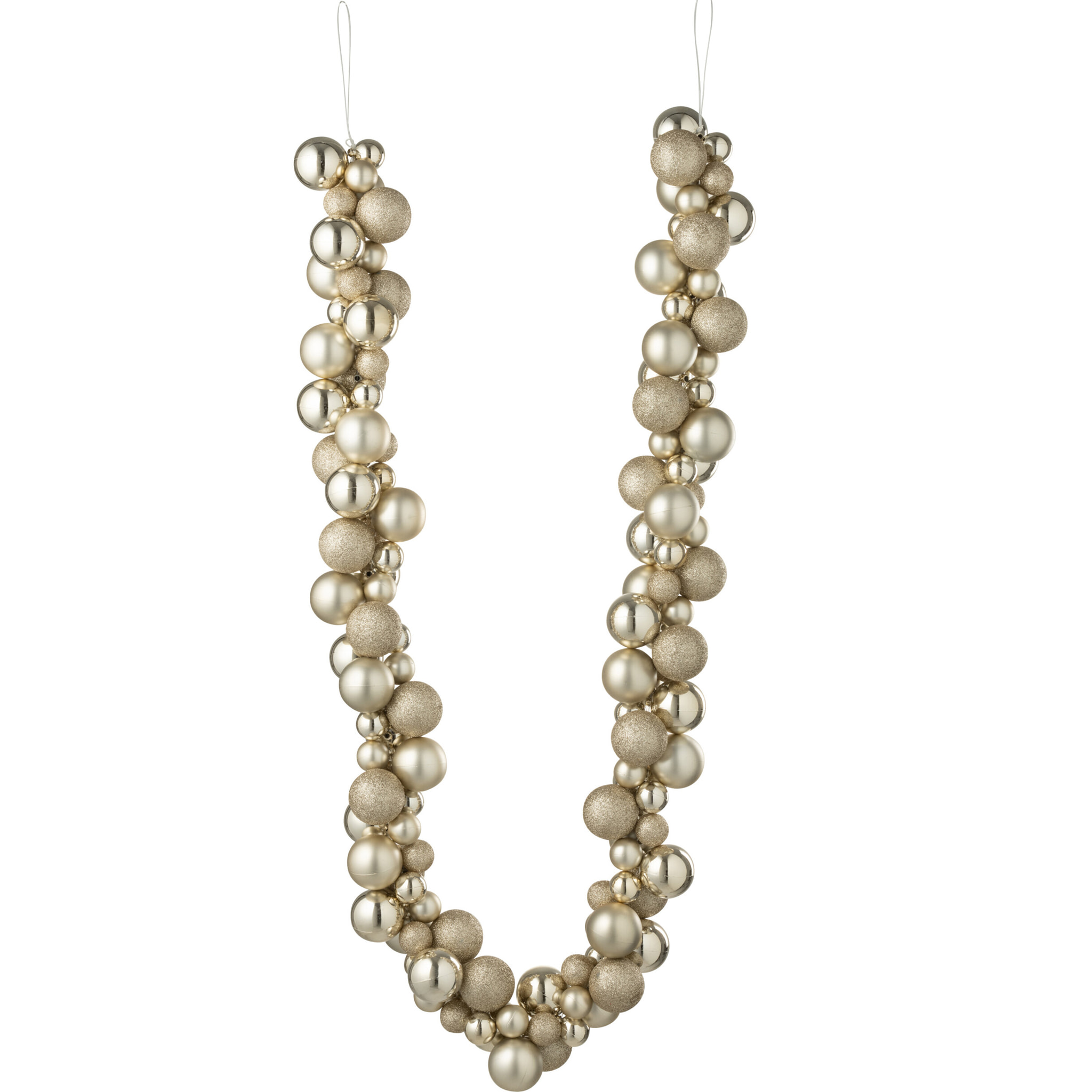 J-Line guirlande de boules de Noël - plastique - beige clair