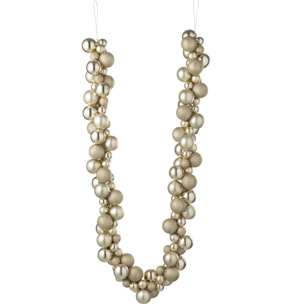 J-Line guirlande de boules de Noël - plastique - beige clair