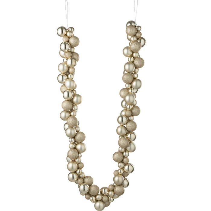 J-Line guirlande de boules de Noël - plastique - beige clair
