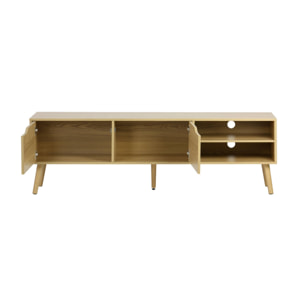Meuble TV effet frêne. 2 portes. 1 étagère. 160cm