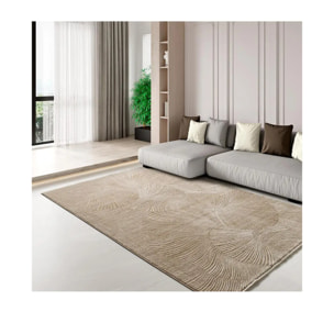 ONA Alfombra geométrica con flecos beige, varias medidas disponibles.