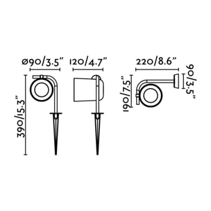 FLOW Lampe applique avec piquet noir