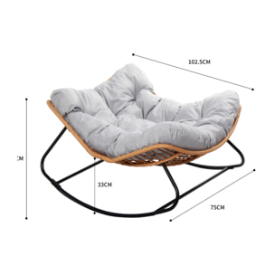 Fauteuil à bascule en résine tressée coussin gris BARCELONA