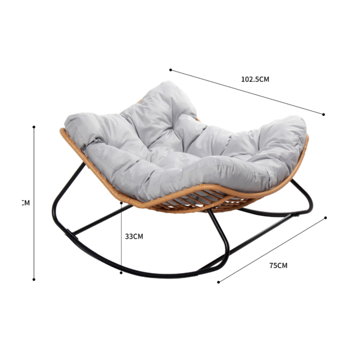 Fauteuil à bascule en résine tressée coussin gris BARCELONA