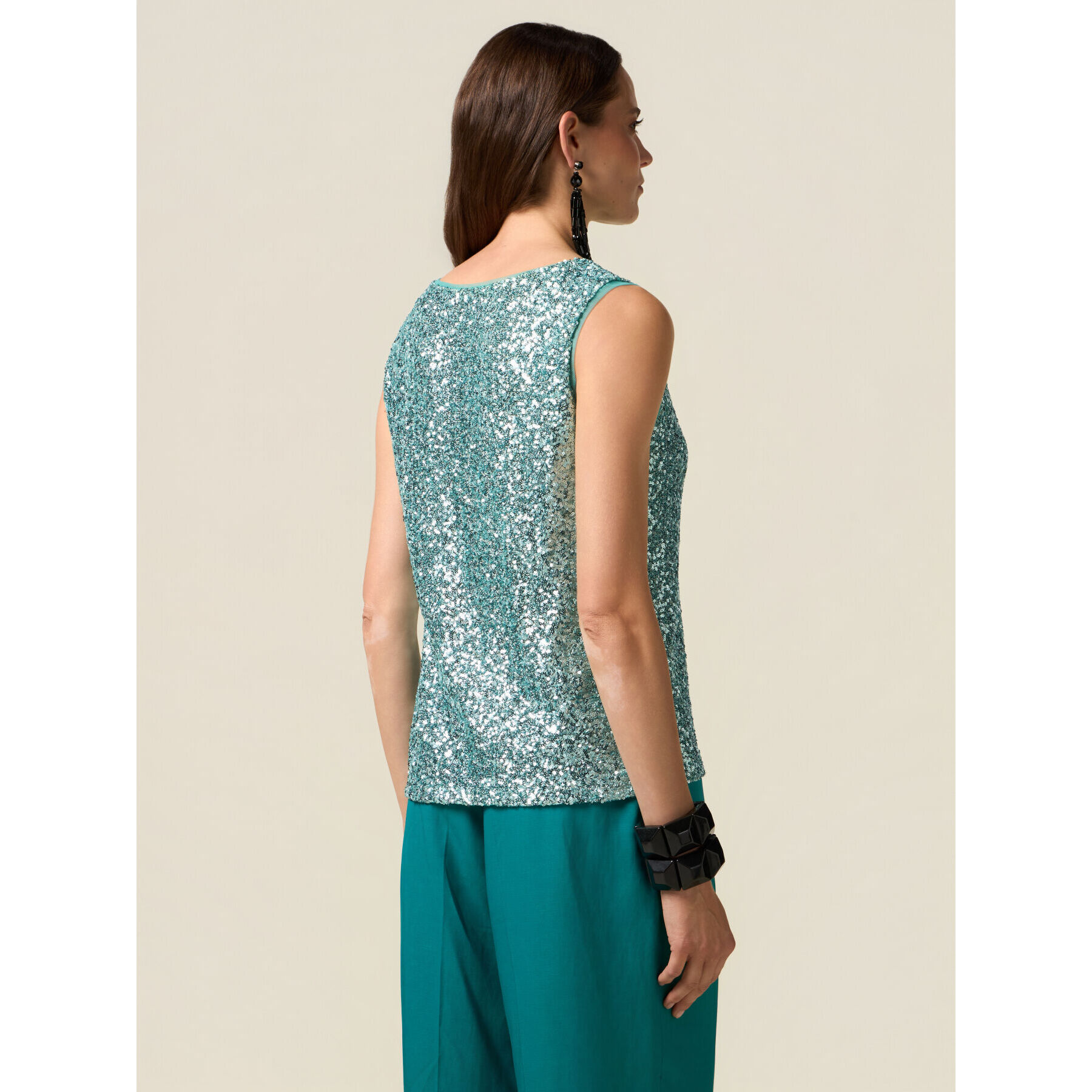 Oltre - Top de tul con lentejuelas - Light - blue