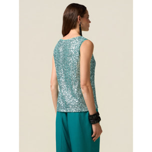 Oltre - Top de tul con lentejuelas - Light - blue
