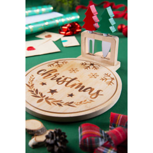 Set Tagliere con Punte Formaggio Excelsa- Christmas Wood, Bambù Legno Naturale
