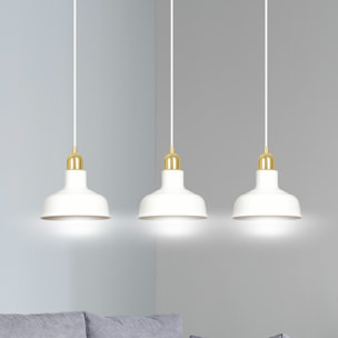Lampada a sospensione IBOR in acciaio bianco e oro