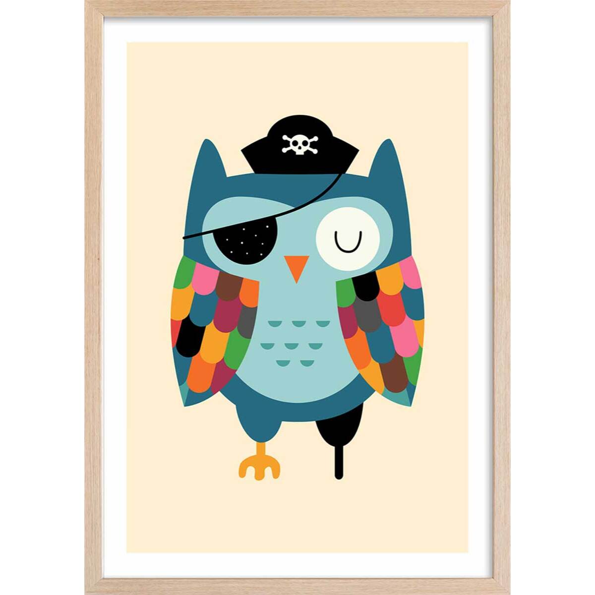Affiche  capitaine hibou Affiche + cadre en bois - Chêne