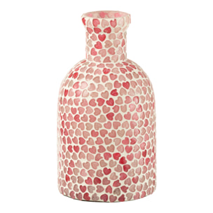 J-Line vase Coeur Mosaïque - verre - rose - large - Ø 10.5 cm