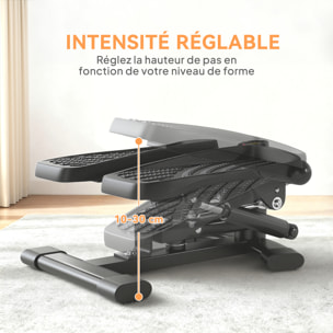Mini stepper Fitness disque de torsion 2 en 1 - écran LCD multifonction, hauteur réglable