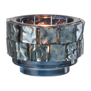 J-Line bougeoir Carré Mosaïque - verre - bleu foncé - small