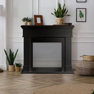 Cambridge - Cornice per Camino 110x100x36 cm Rivestimento Decorativo in Legno MDF Nero